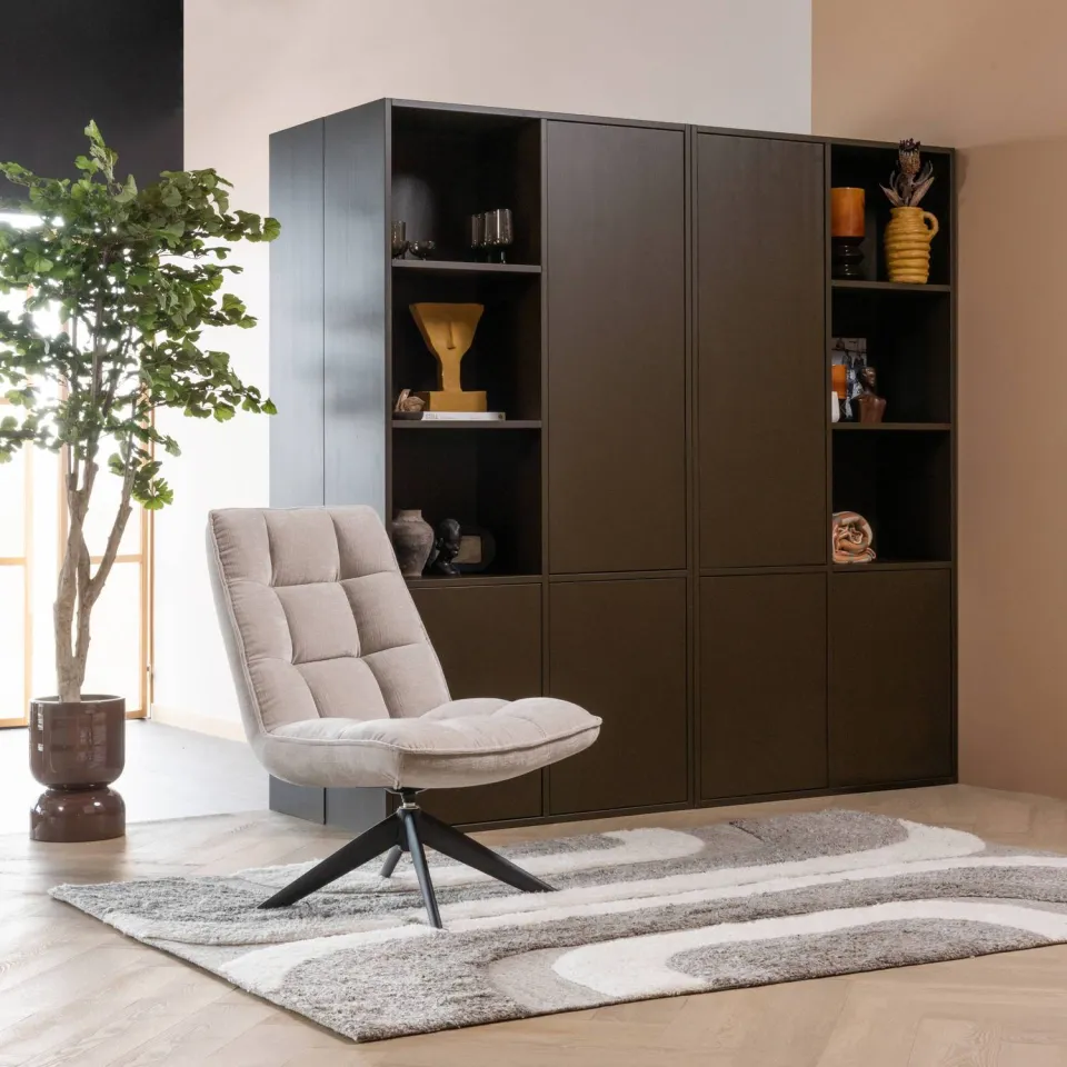 WOOOD Jouke Draaifauteuil - Polyester - Zand - 97x70x85, foto 5