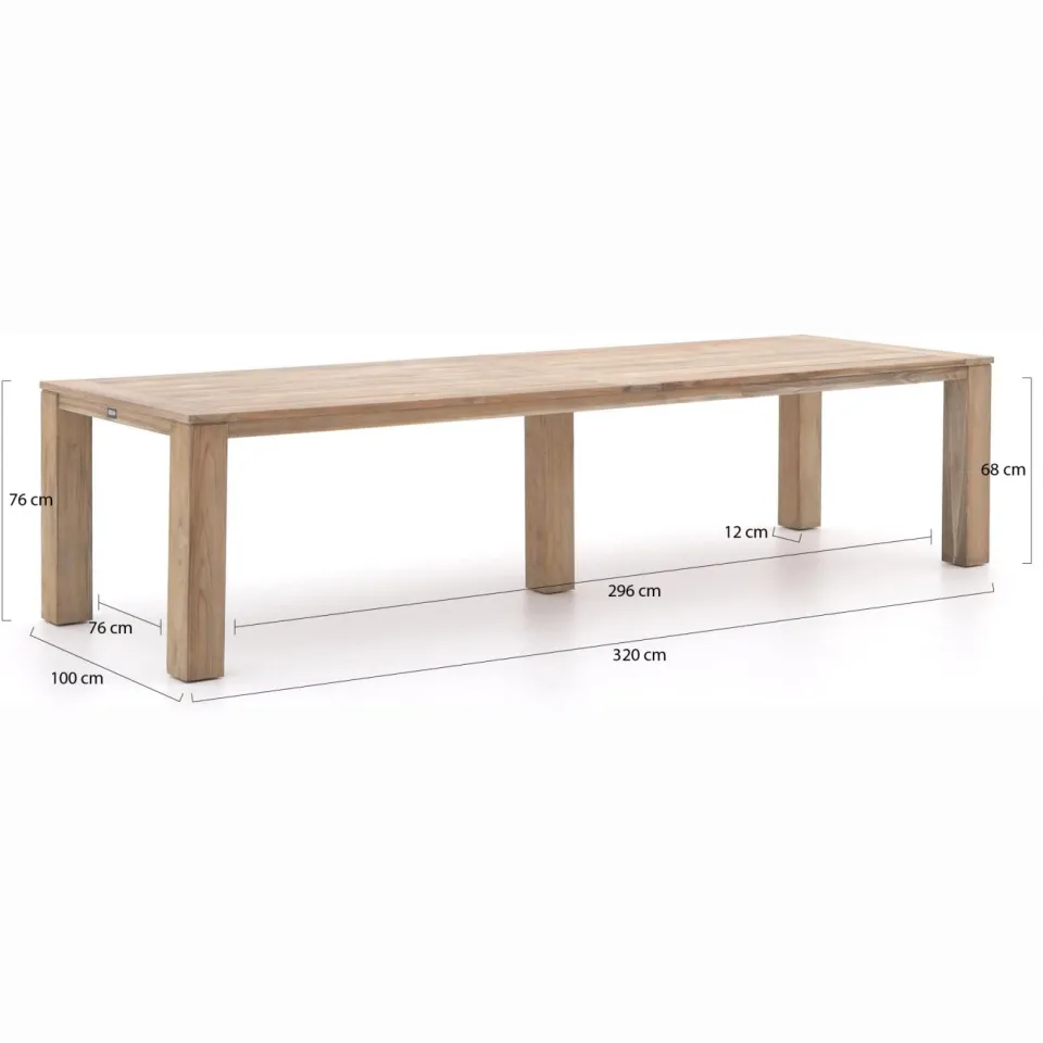 ROUGH Furniture ROUGH-S/ROUGH-X 320cm dining tuinset 9-delig stapelbaar bruin, foto 3