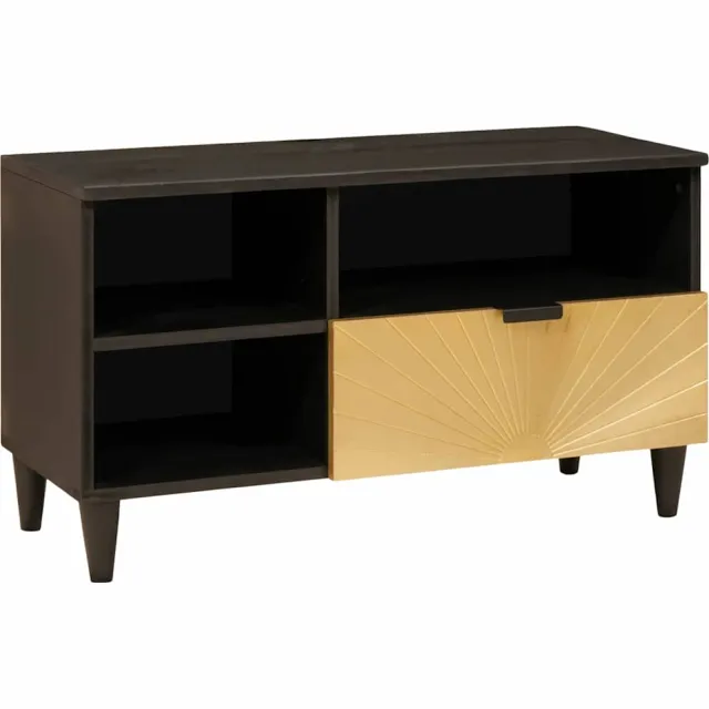 vidaXL TV-kast Zwart en Goud 80 x 33 x 46 cm Bewerkt hout