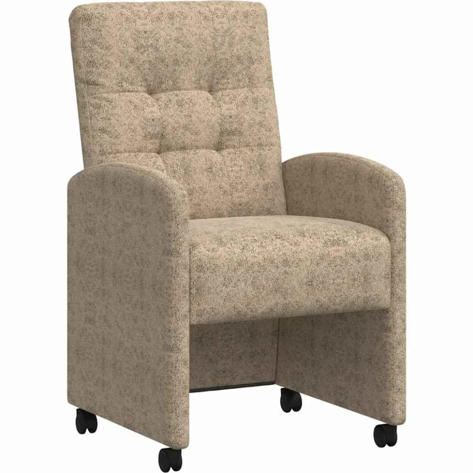 vidaXL Eetkamerstoelen met Wieltjes 2 st Faux suede leer Lichtgrijs