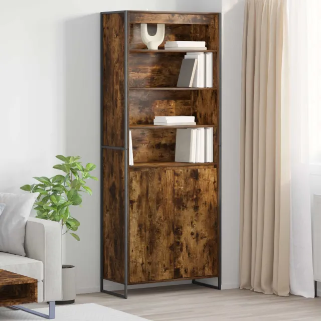 vidaXL Hoge Kasten Rook Eik 79 x 36 x 200 cm Bewerkt hout bruin, foto 2