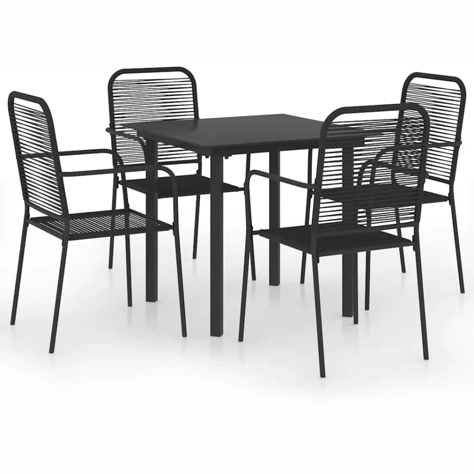 vidaXL 5-delige Tuinset glas en staal zwart, foto 3