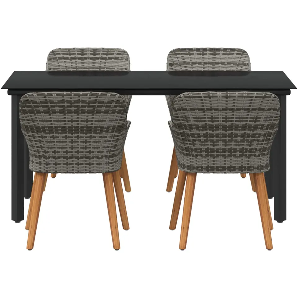 vidaXL Tuin eettafelset 5 st Grijs poly rattan, foto 2