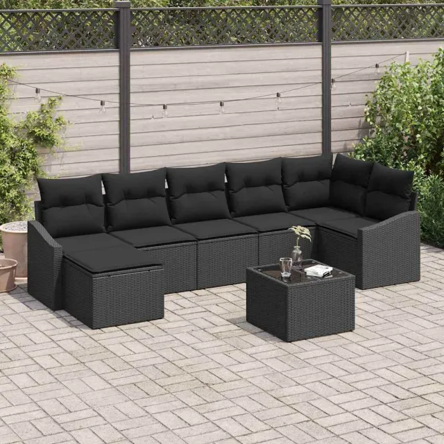 vidaXL Tuin Sofa Set 8 st Zwart poly rattan, foto 2