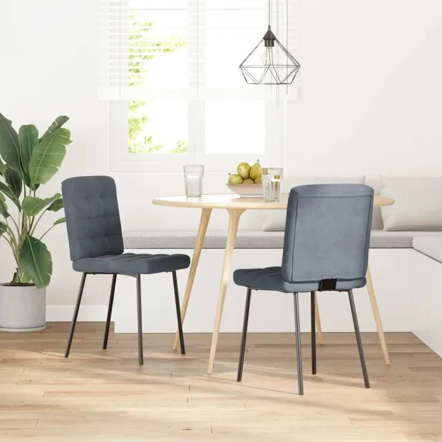 vidaXL Eetkamerstoelen 2 st fluweel donkergrijs grijs, foto 2