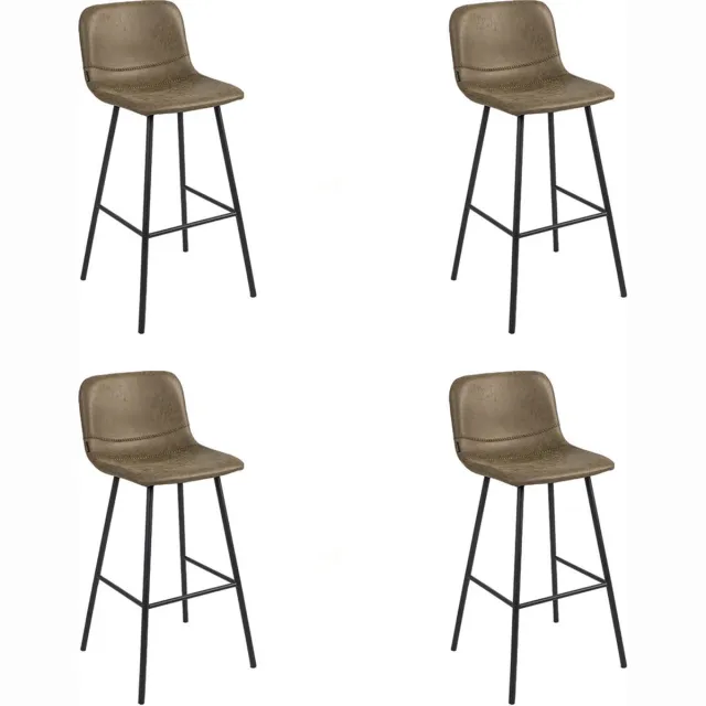 Bronx71 Industriële barkruk Mikky olijfgroen leer 68 - 79 cm - Barkrukken set van 4 - barstoel Olive / groen