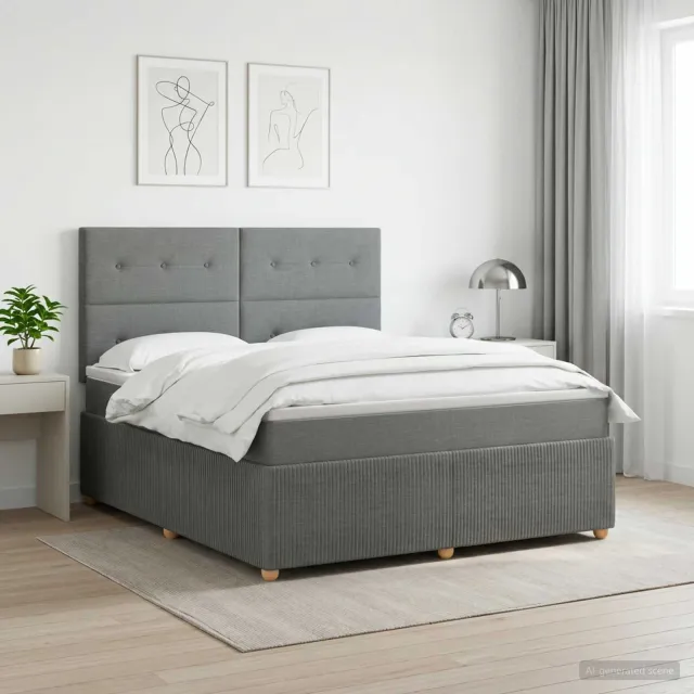 vidaXL Boxspringbed met matras Donkergrijs 140 x 190 cm Stof