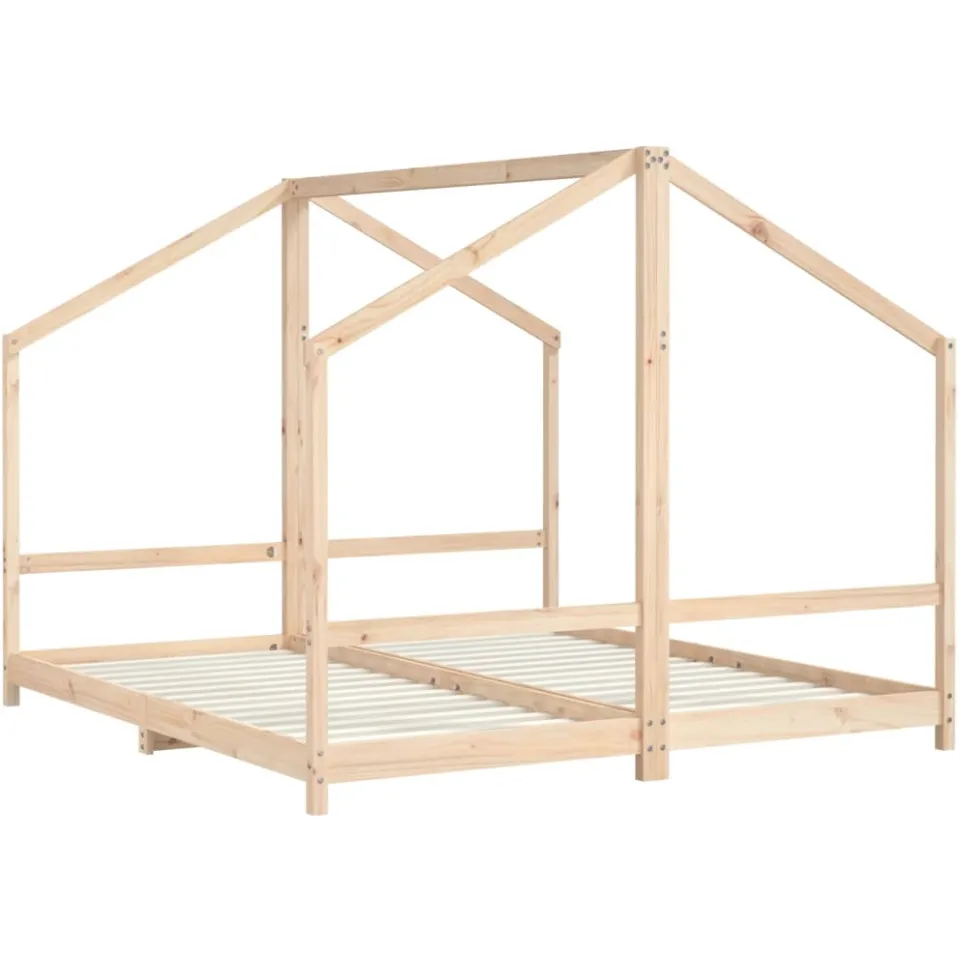 vidaXL Kinderbedframe 2x(90x200) cm massief grenenhout bruin