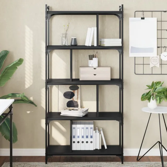 vidaXL Boekenkast 5-laags 76x32x158 cm bewerkt hout zwart, foto 2