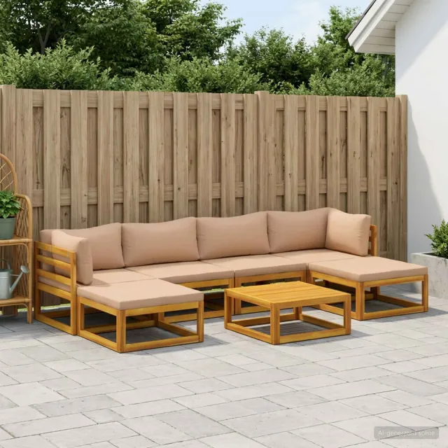 vidaXL Bankstel 7 st Naturel Massief Acaciahout Beige