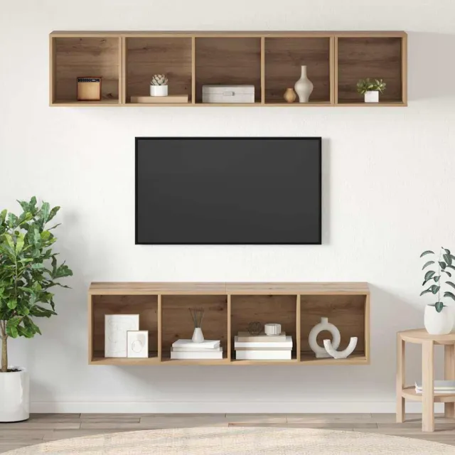 vidaXL Tv-meubelset 4 st Artisan Eiken Bewerkt hout Bruin