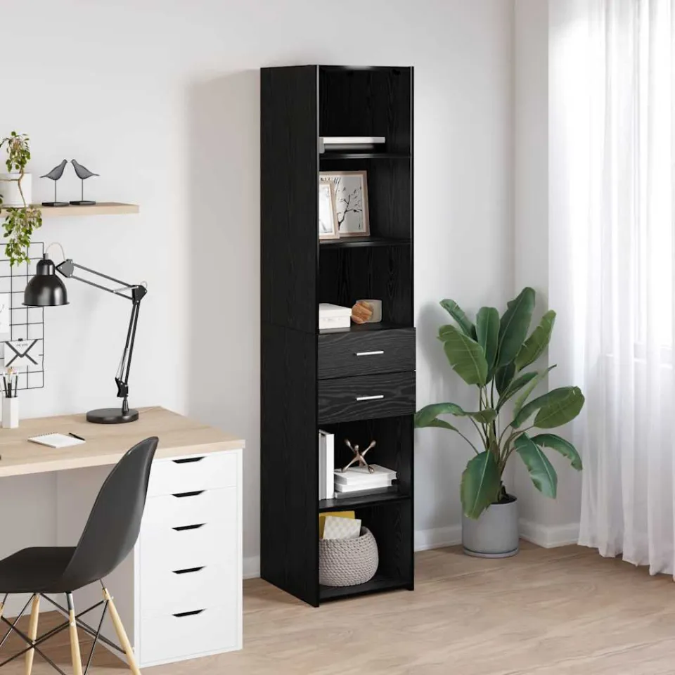vidaXL Highboard Zwart Eiken 40 x 42,5 x 185 cm Bewerkt hout, foto 3