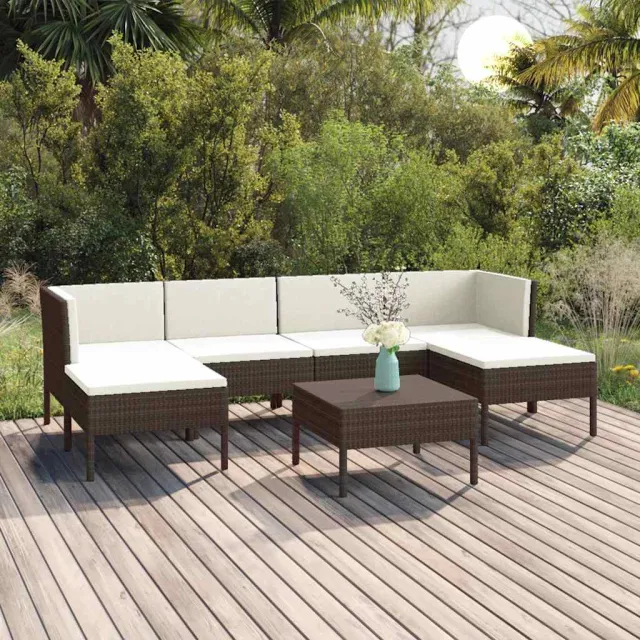 vidaXL 7-delige Loungeset met kussens poly rattan bruin, foto 2