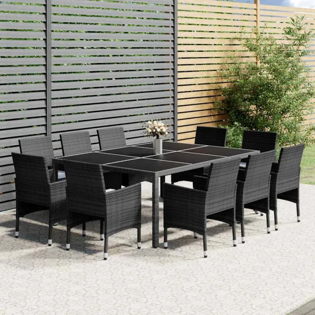 vidaXL 11-delige Tuinset poly rattan grijs, foto 2