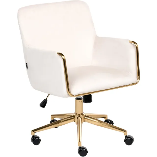 Beliani ALTONA - Bureaustoel - Off-white - Fluweel Wit
