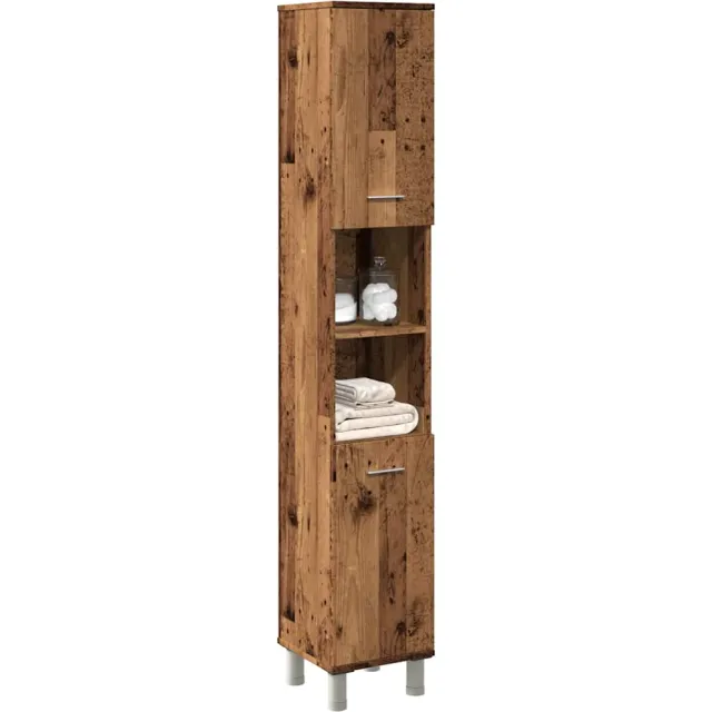 vidaXL Badkamerkast 30x30x179 cm bewerkt hout oud houtkleurig Bruin