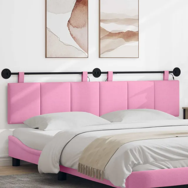 vidaXL Hangend hoofdbord Roze Fluweel