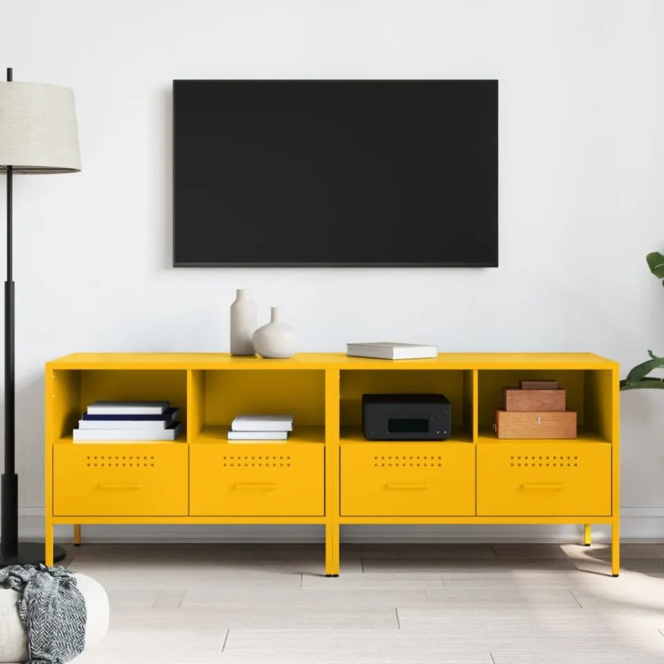vidaXL Tv-meubelen 2 st 68x39x50,5 cm staal mosterdgeel, foto 3