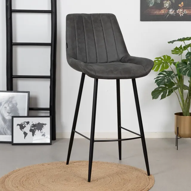 Bronx71 Industriële barkruk Brooke antraciet 74 cm - barstoel