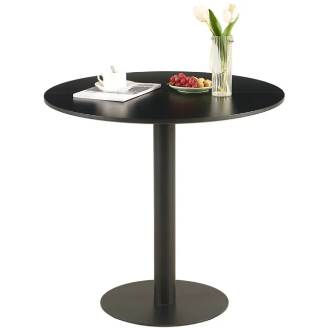 EGGREE Ronde eettafel - Ronde bistrotafel - Keukentafel - Klein eenvoudige kleine tafel voor keuken - Eetkamer en woonkamer - Ronde tafel 80 cm - Tweedelig tafelblad - Zwart
