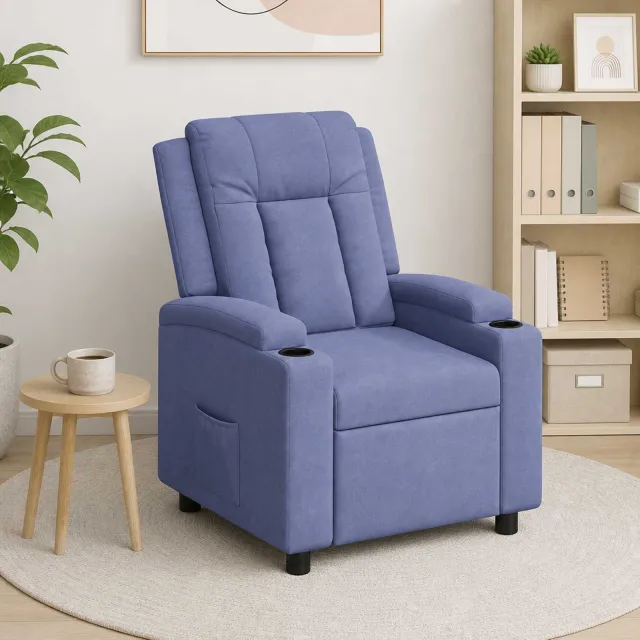vidaXL Ligstoel Jeans Blauw 75 x 95 x 100 cm Stof Azuurblauw