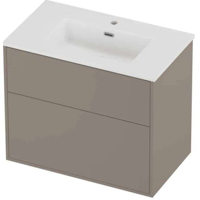 Proline Tribute Badmeubelset Porselein Elegant In Kader 80x46x67 cm Glans Wit Clay Beige
