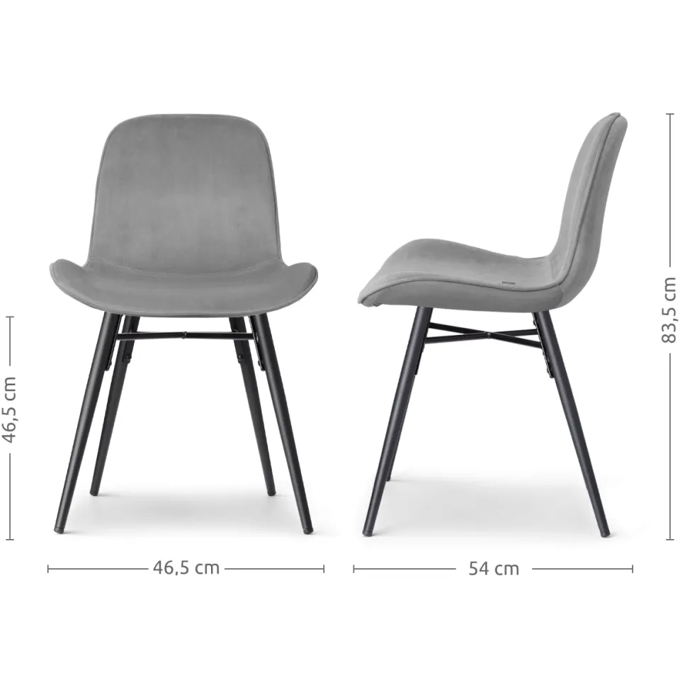 Nolon Nena-Fé eetkamerstoel velvet grijs - zwart houten onderstel, foto 3