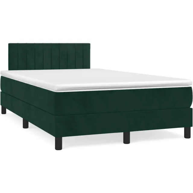 vidaXL Boxspring met matras en LED fluweel donkergroen 120x190 cm groen