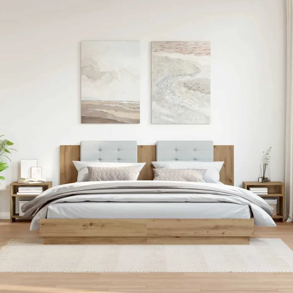 vidaXL Nachtkastjes 2 st 40x30x40 cm bewerkt hout artisanaal eiken, foto 3
