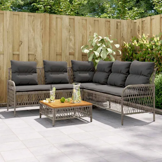 vidaXL 2-delige Loungeset met kussens poly rattan grijs, foto 2