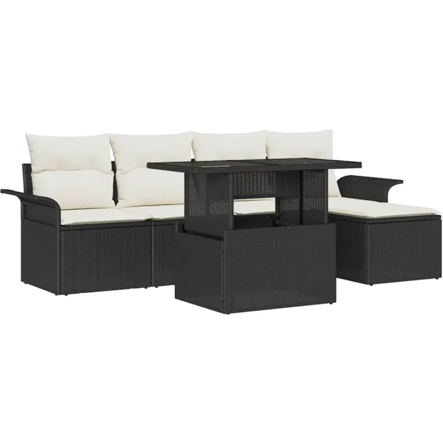 vidaXL Tuin Sofa Set 6 st Zwart [Synthetisch]: Poly Rattan