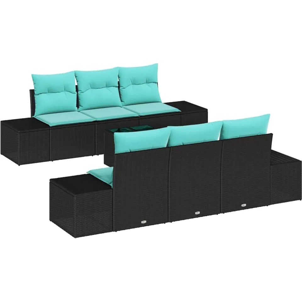 vidaXL Tuin Sofa Set 7 st Zwart poly rattan, foto 4