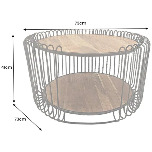 Invicta Interior Industriële salontafel TRUE ELEMENTS 70 cm massief hout van natuurlijk acaciahout - 45736 Zie omschrijving