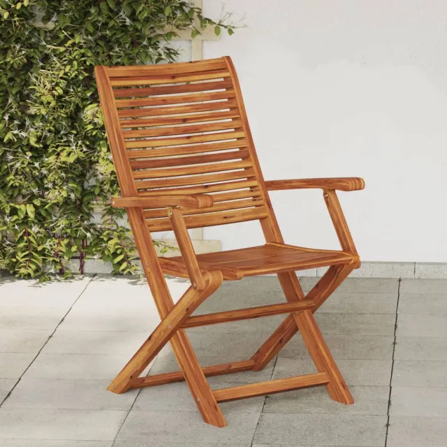 vidaXL Inklapbare stoelen 2 st met armleuning massief acaciahout Bruin