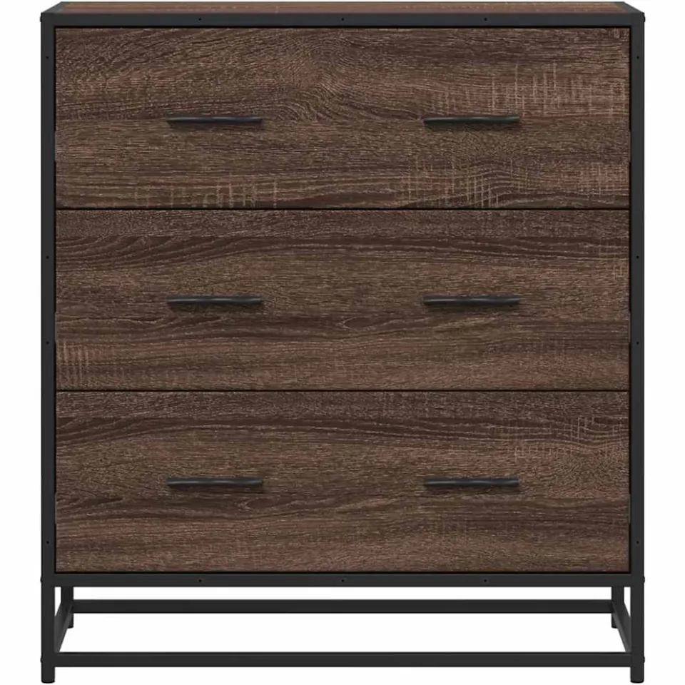 vidaXL Dressoir 68x35x76 cm bewerkt hout en metaal bruin eikenkleur, foto 4