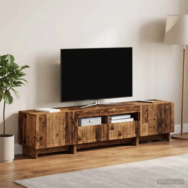 vidaXL 3-delige LED TV-kast EDE Oud hout Bewerkt hout Grijs
