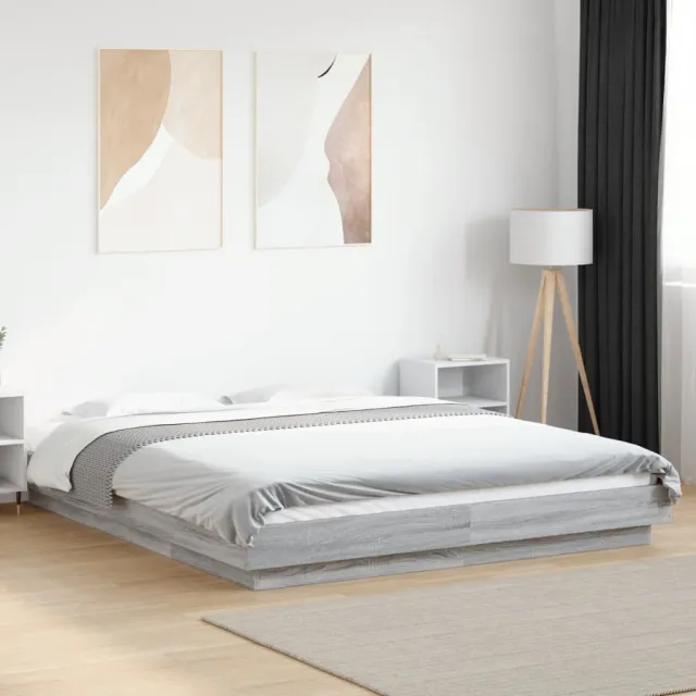 vidaXL Bedframe bewerkt hout grijs sonoma eikenkleurig 150x200 cm
