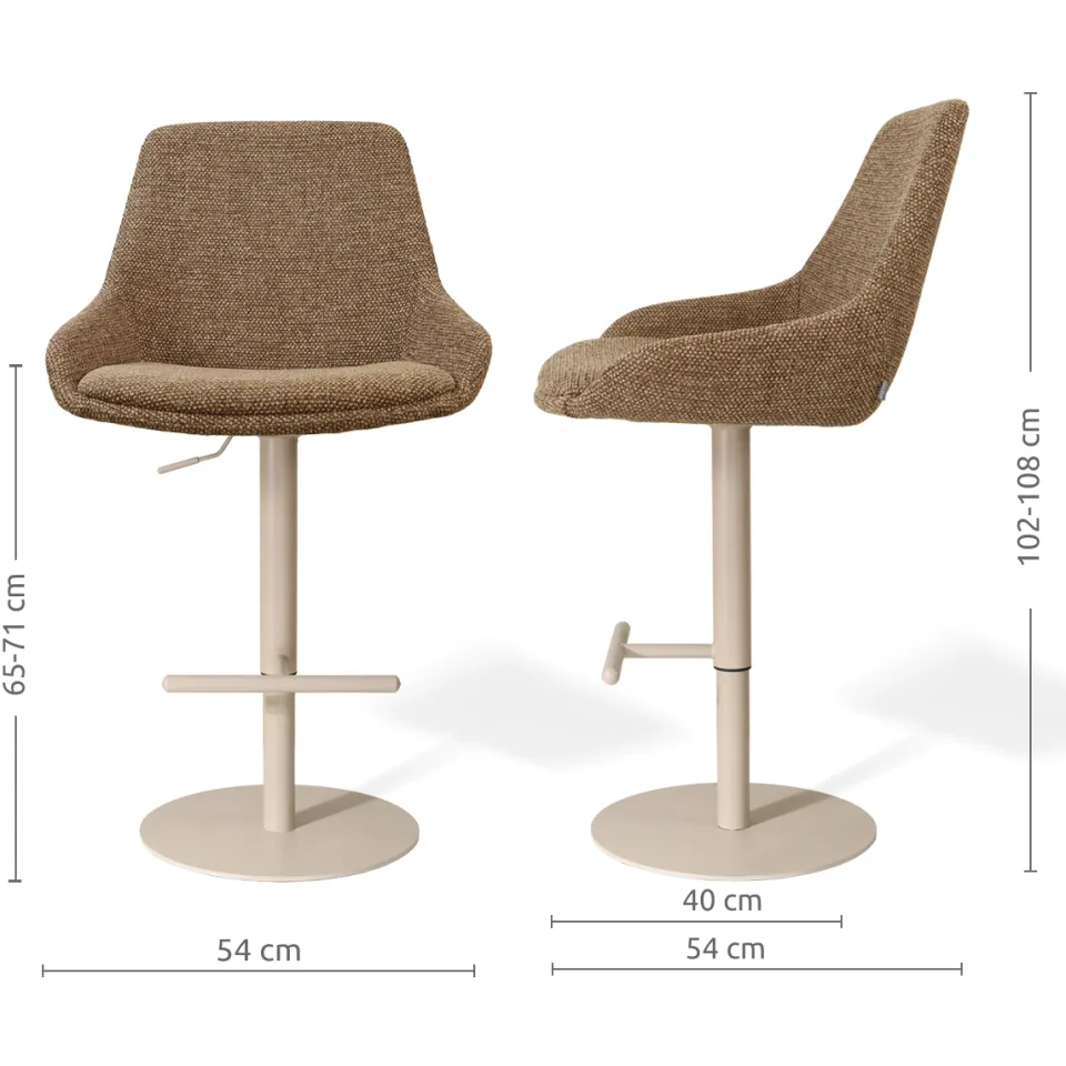Nolon Niva-Isa draaibare tulp barkruk bruin blend - verstelbaar - beige onderstel, foto 2