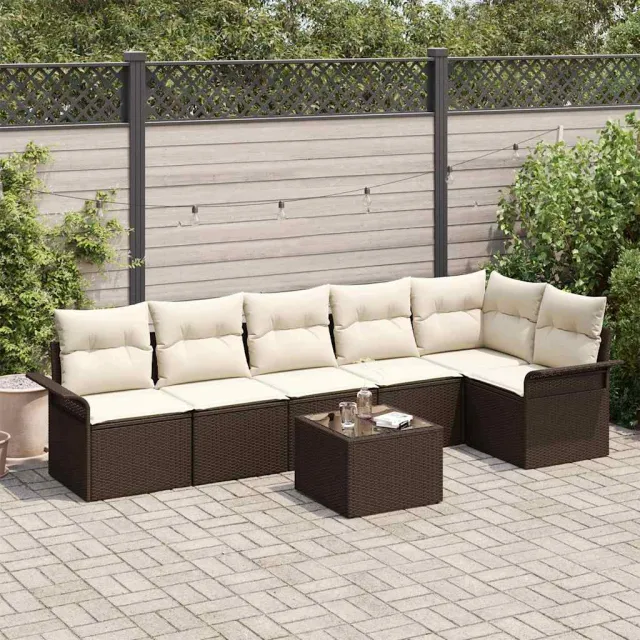 vidaXL Tuin Sofa Set 7 st Bruin poly rattan, foto 2
