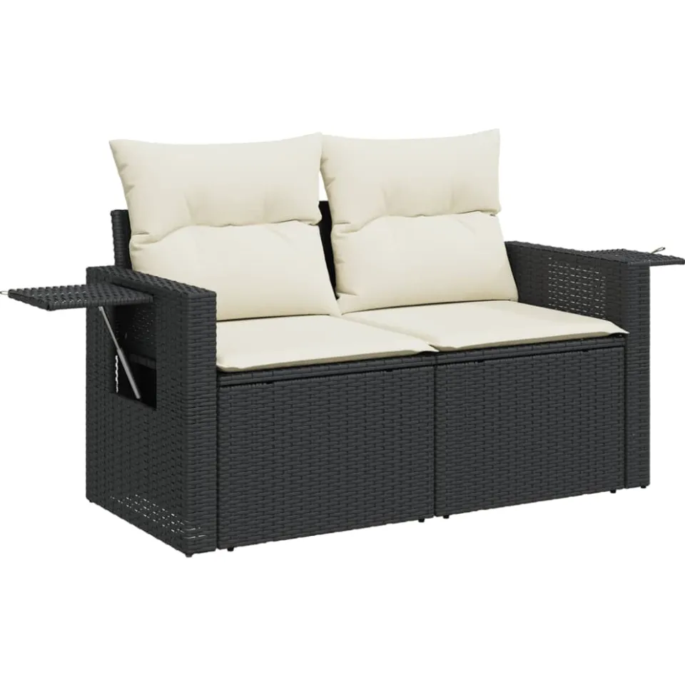 vidaXL 8-delige Loungeset met kussens poly rattan zwart