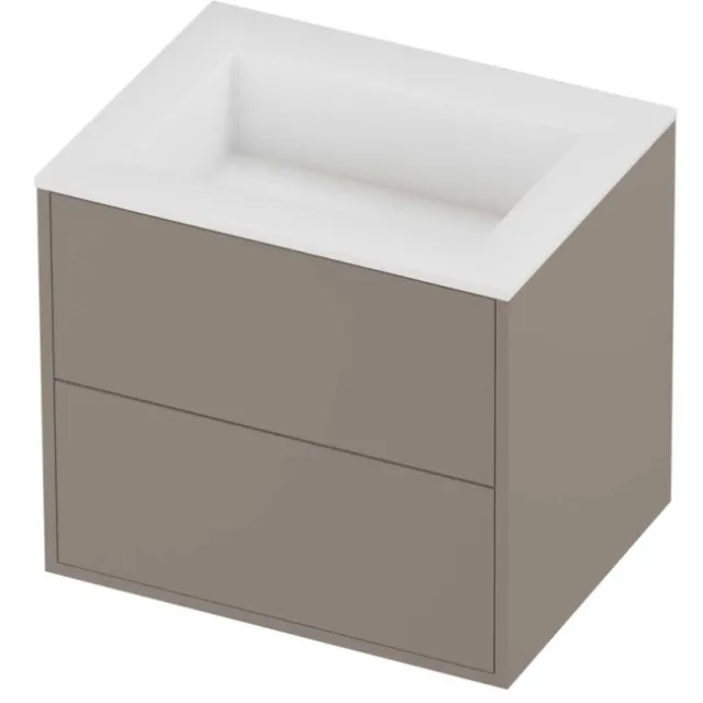 Proline Aristo Badmeubelset Polystone Elegant 2 Laden 60x46x54 cm Mat White Clay Beige