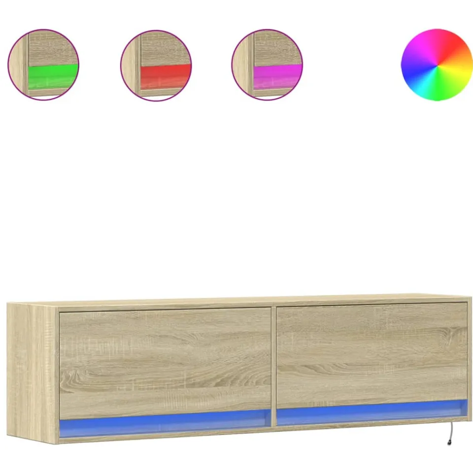 vidaXL Tv-wandmeubel met LED-verlichting 140x31x38 cm sonoma eiken, foto 3
