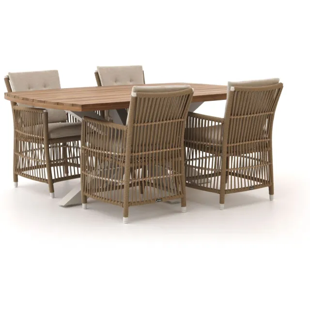 Manifesto Furniture Manifesto Ortello/Induno deens ovaal 180cm dining tuinset 5-delig Wit