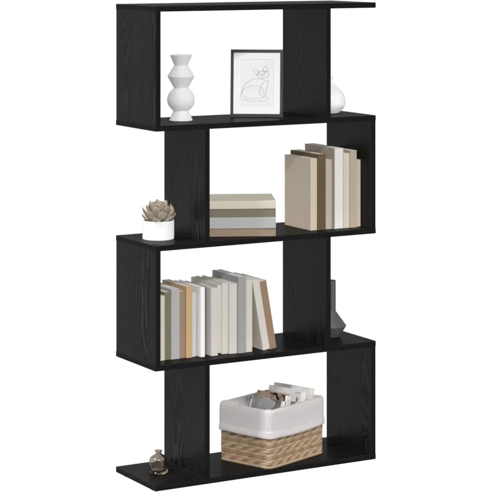 vidaXL Boekenkast 4-laags 70 x 24 x 129 cm Bewerkt hout Zwart Eiken