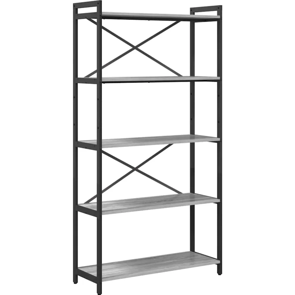 vidaXL Boekenkast 80 x 30 x 155 cm Bewerkt hout Grijs sonoma