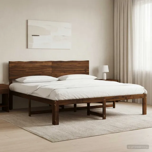vidaXL Tweepersoonsbed met hoofdeinde ROSTOCK Donkerbruin 200 x 200 cm