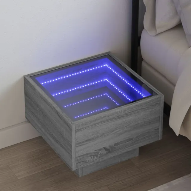 vidaXL Nachtkastje met Infinity LED 40x40x30 cm grijs sonoma eiken, foto 2