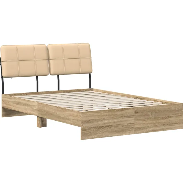 vidaXL Tweepersoonsbed met hoofdbord Sonoma eiken en crème
