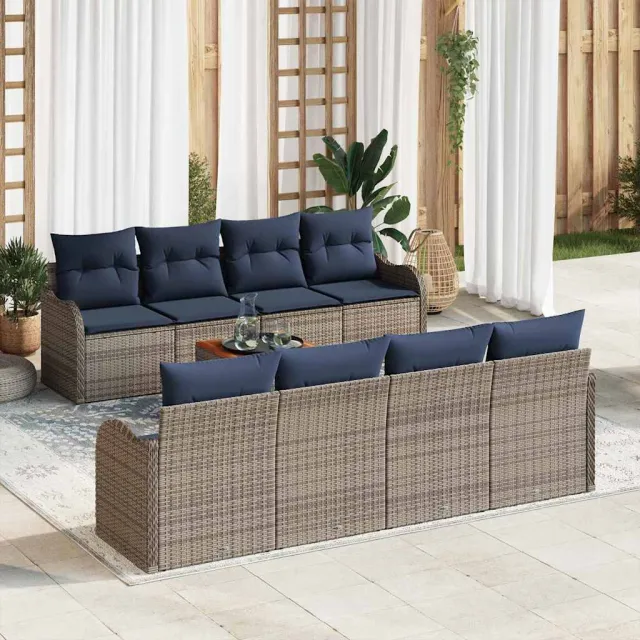 vidaXL Tuinbankenset 9 st Grijs poly rattan, foto 2