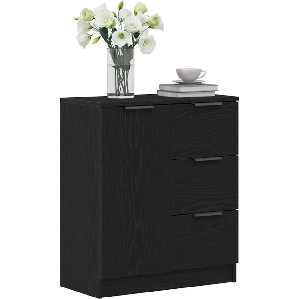 vidaXL Dressoir Zwart Eiken 60 x 30 x 70 cm Bewerkt hout